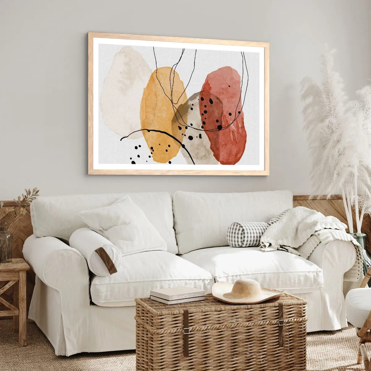 Een poster in een licht eiken lijst - Als lichte, transparante lucht - 91x61 cm