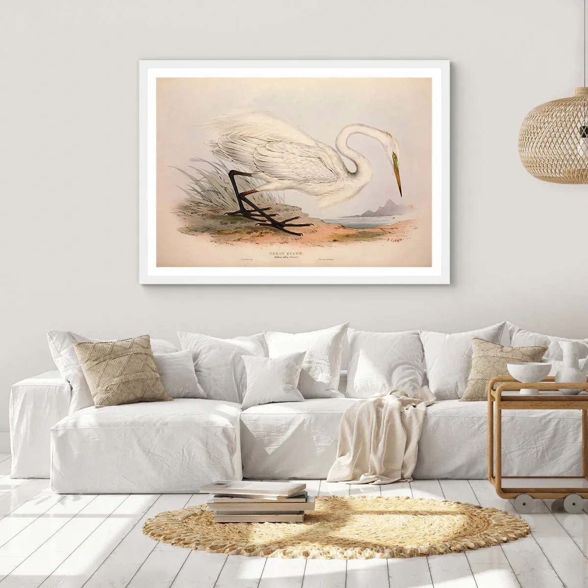 Poster in een witte lijst - Dame op de biezen - 50x40 cm