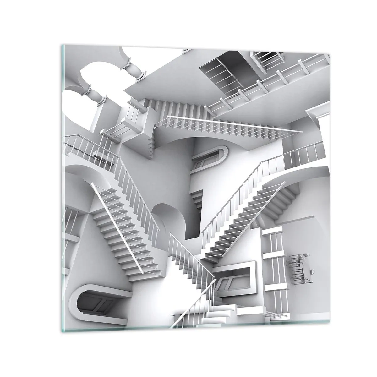 Schilderen op glas - De paradoxen van de ruimte - 40x40 cm