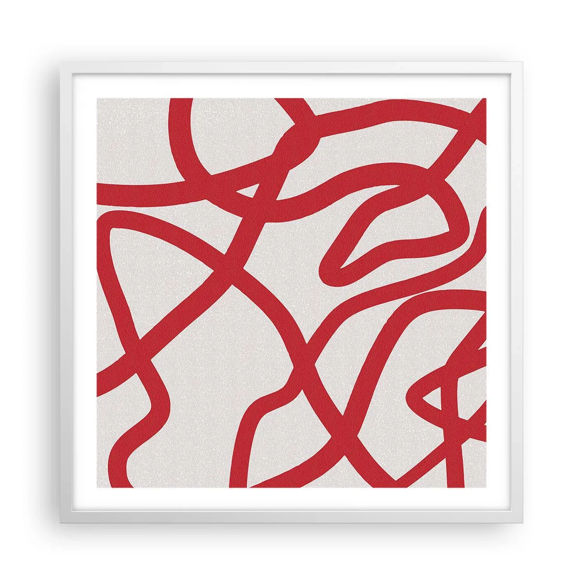 Poster in een witte lijst - Rood op wit - 60x60 cm