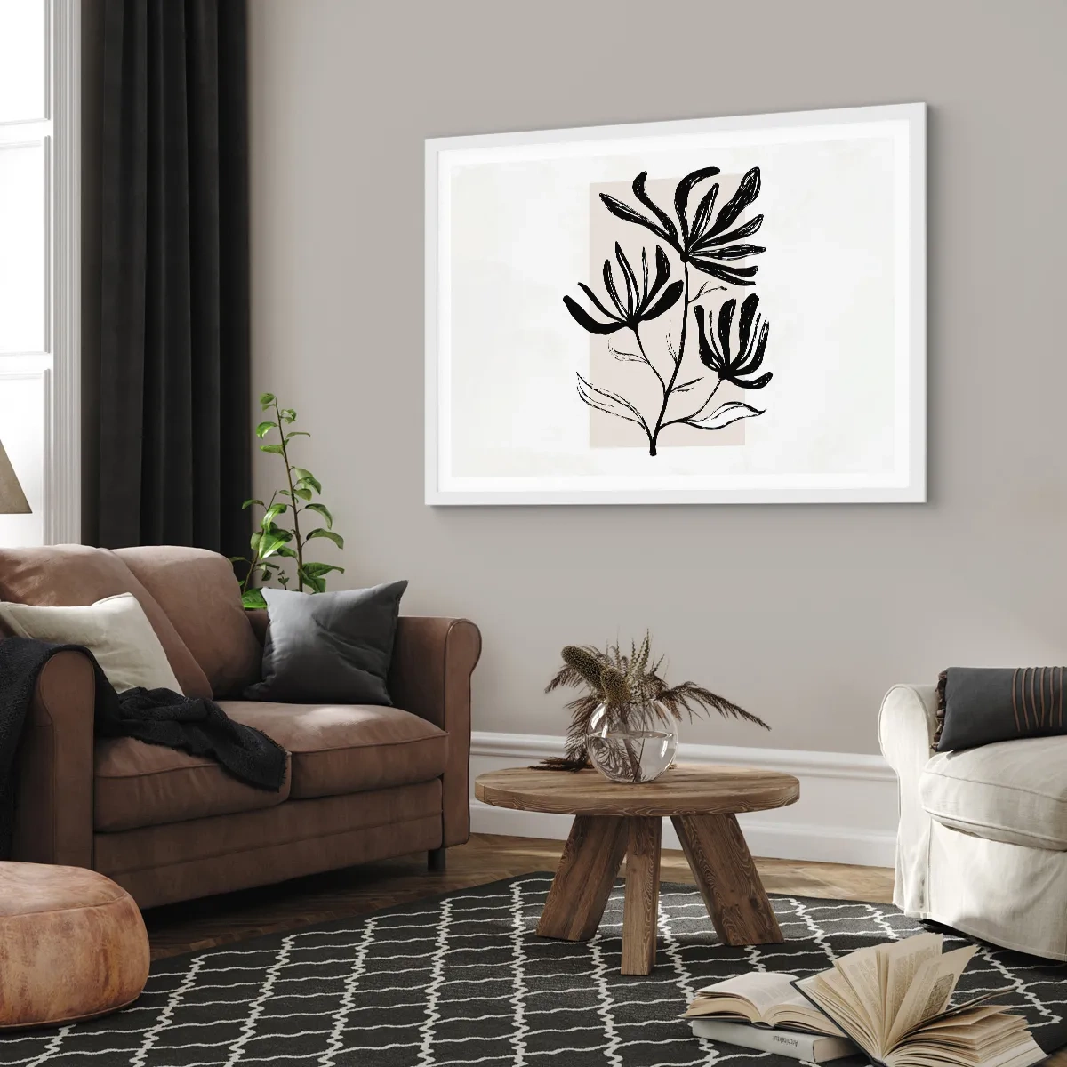 Poster in een witte lijst - Schets voor het herbarium - 91x61 cm