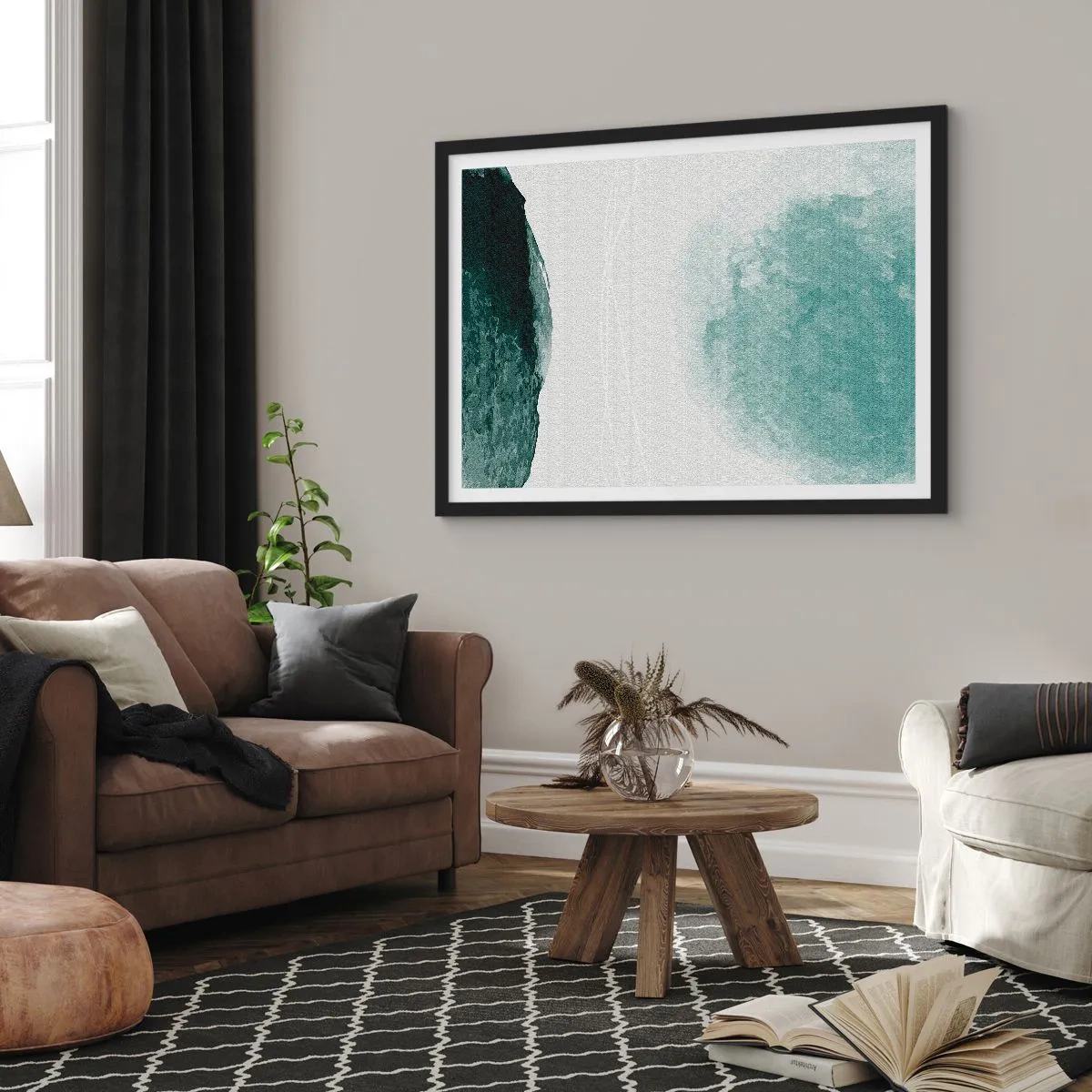 Poster in een zwarte lijst - Ontmoeting met de mist - 40x30 cm