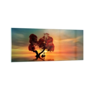 Schilderen op glas - Afstanders en de stilte van de wereldlozen - 100x40 cm