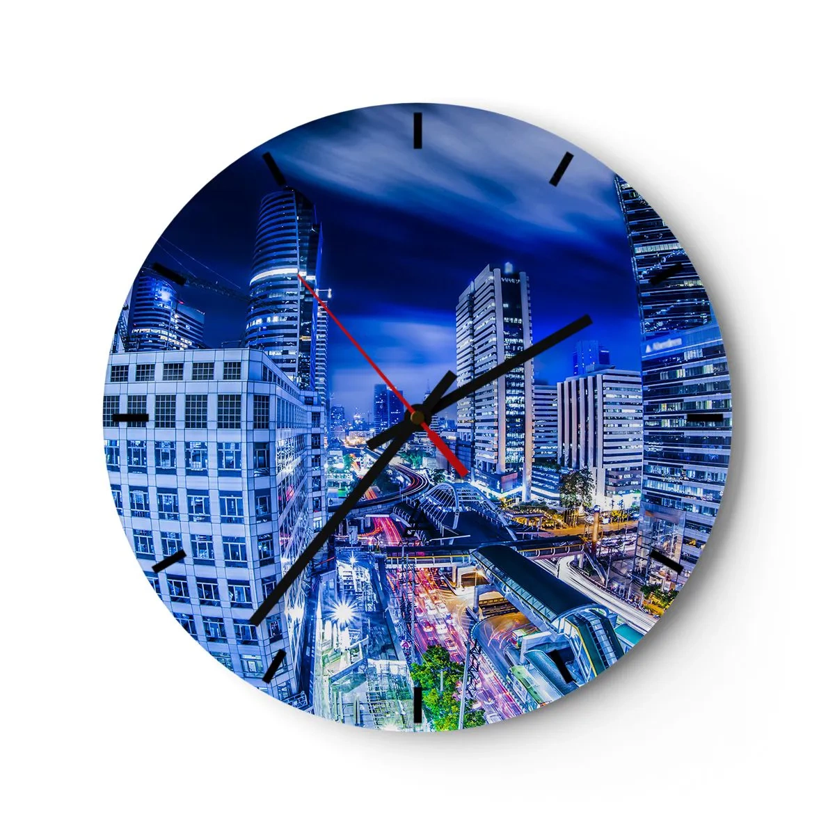 Wandklok - Klok - Ritmes van de nachtstad - 40x40 cm