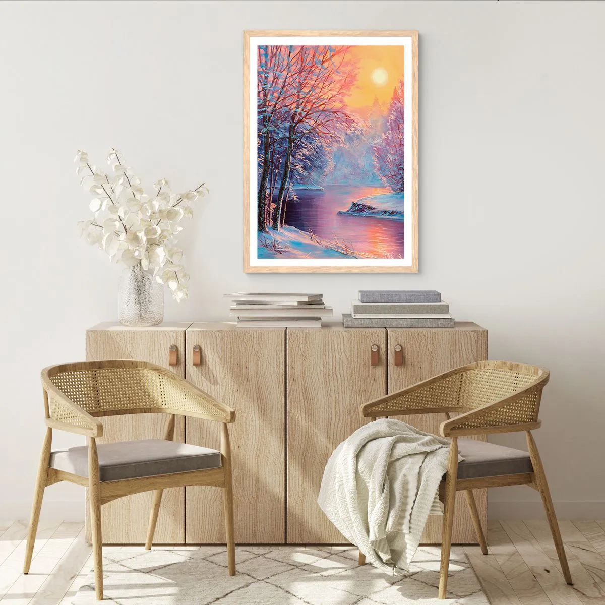 Een poster in een licht eiken lijst - De kleuren van de winter - 70x100 cm