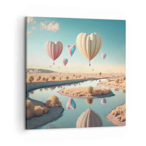 Schilderen op canvas - Liefde laat je vliegen - 60x60 cm
