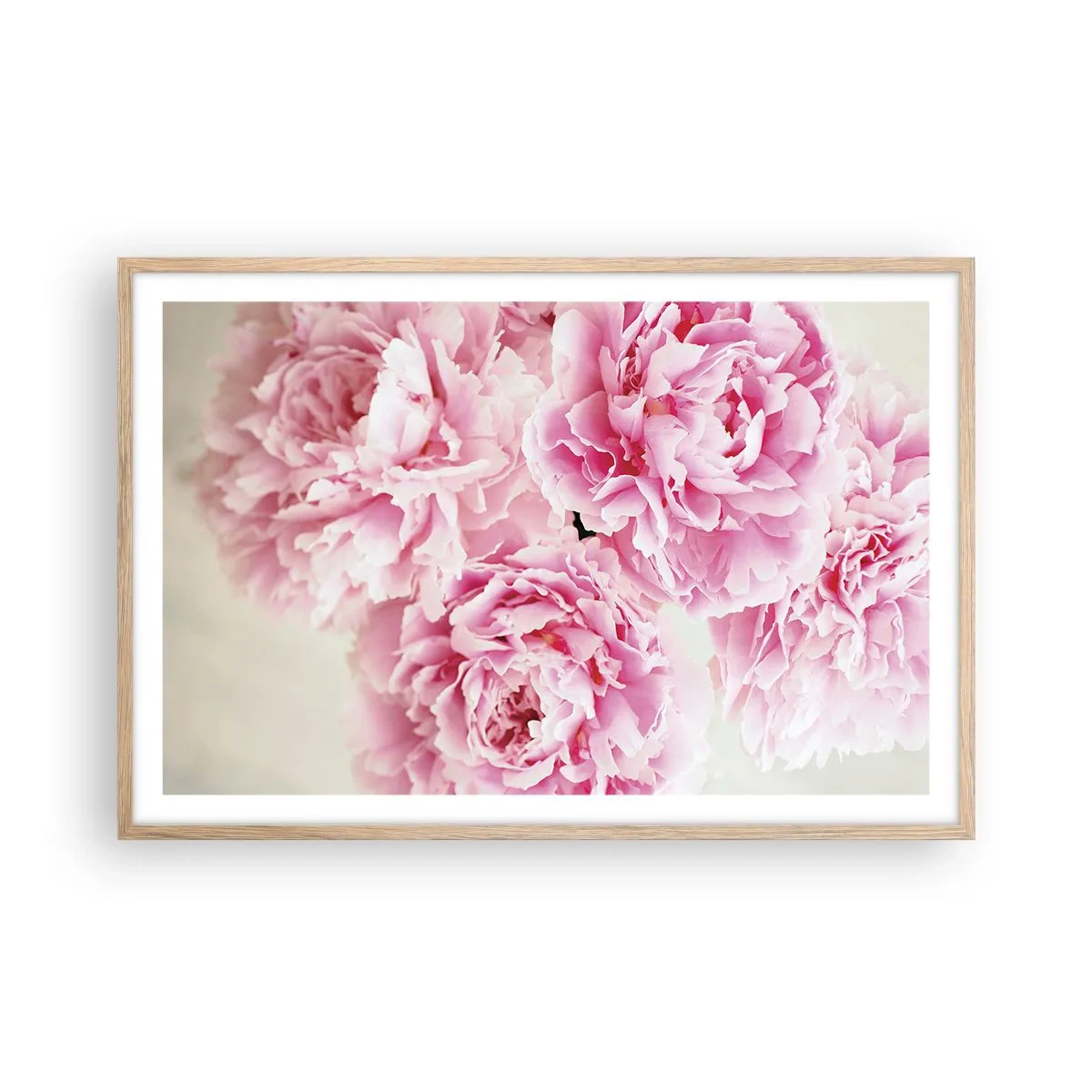 Een poster in een licht eiken lijst - In roze glamour - 91x61 cm