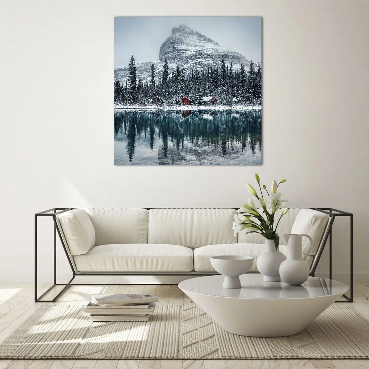 Schilderen op glas - Canadese stilte - 70x70 cm