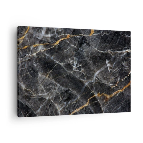 Schilderen op canvas - Zwarte en gouden details van het marmeren oppervlak - 70x50cm - Het innerlijke leven van de steen - Moderne wanddecoratie voor woonkamer en slaapkamer ARTTOR