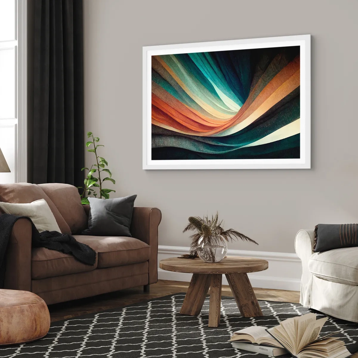 Poster in een witte lijst - Geweven uit kleuren - 70x50 cm