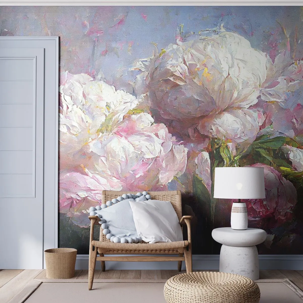 Fotobehang Standard Eco - Een boeket vol leven - Bloemen, Pioenen, Classicisme - 150x105 cm