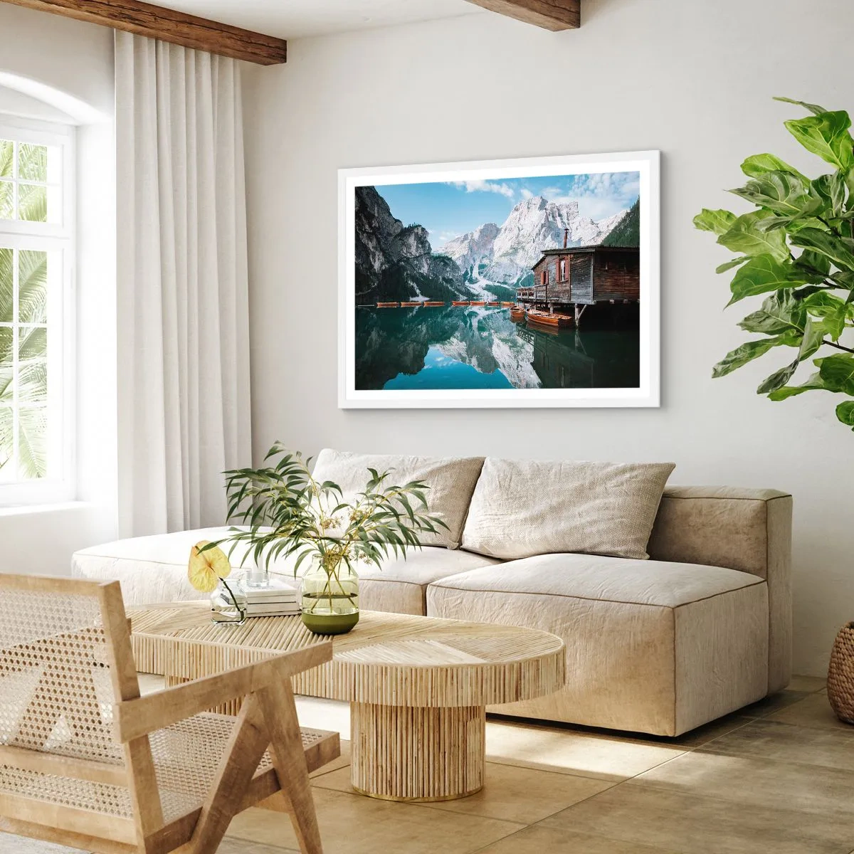 Poster in een witte lijst - Een kristalheldere bergochtend - 40x30 cm