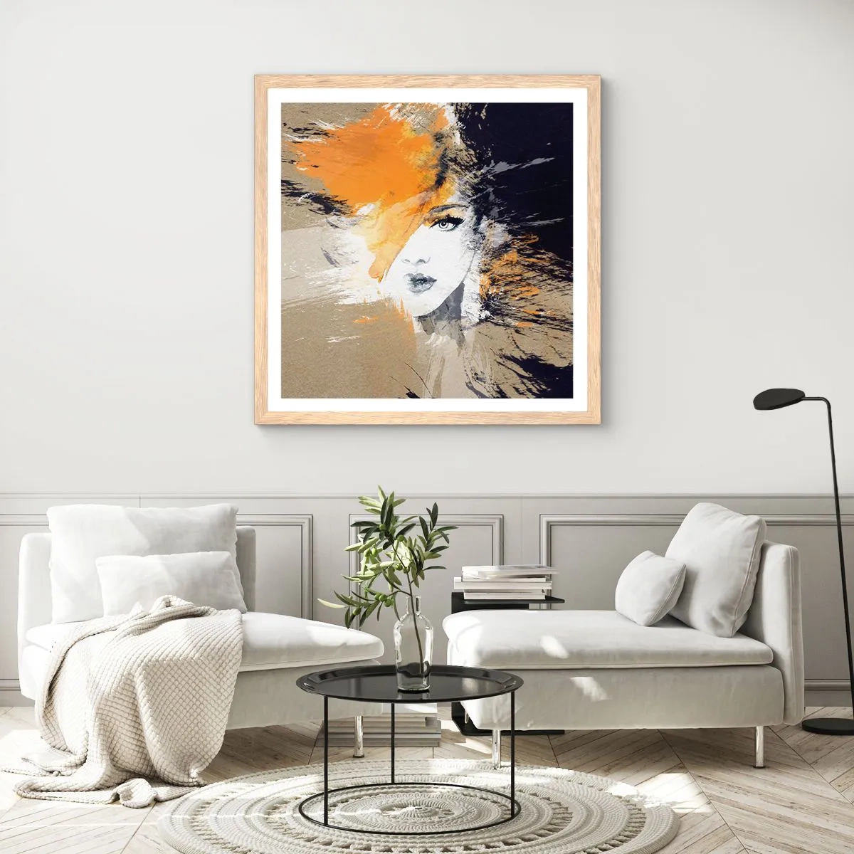 Een poster in een licht eiken lijst - En er is licht - 30x30 cm