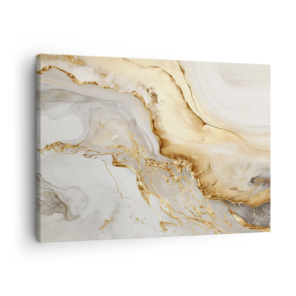Schilderen op canvas - Abstracte patronen van goud en marmer op een lichte achtergrond - 70x50cm - Abstractie: schoonheid en goedheid - Moderne wanddecoratie voor woonkamer en slaapkamer ARTTOR