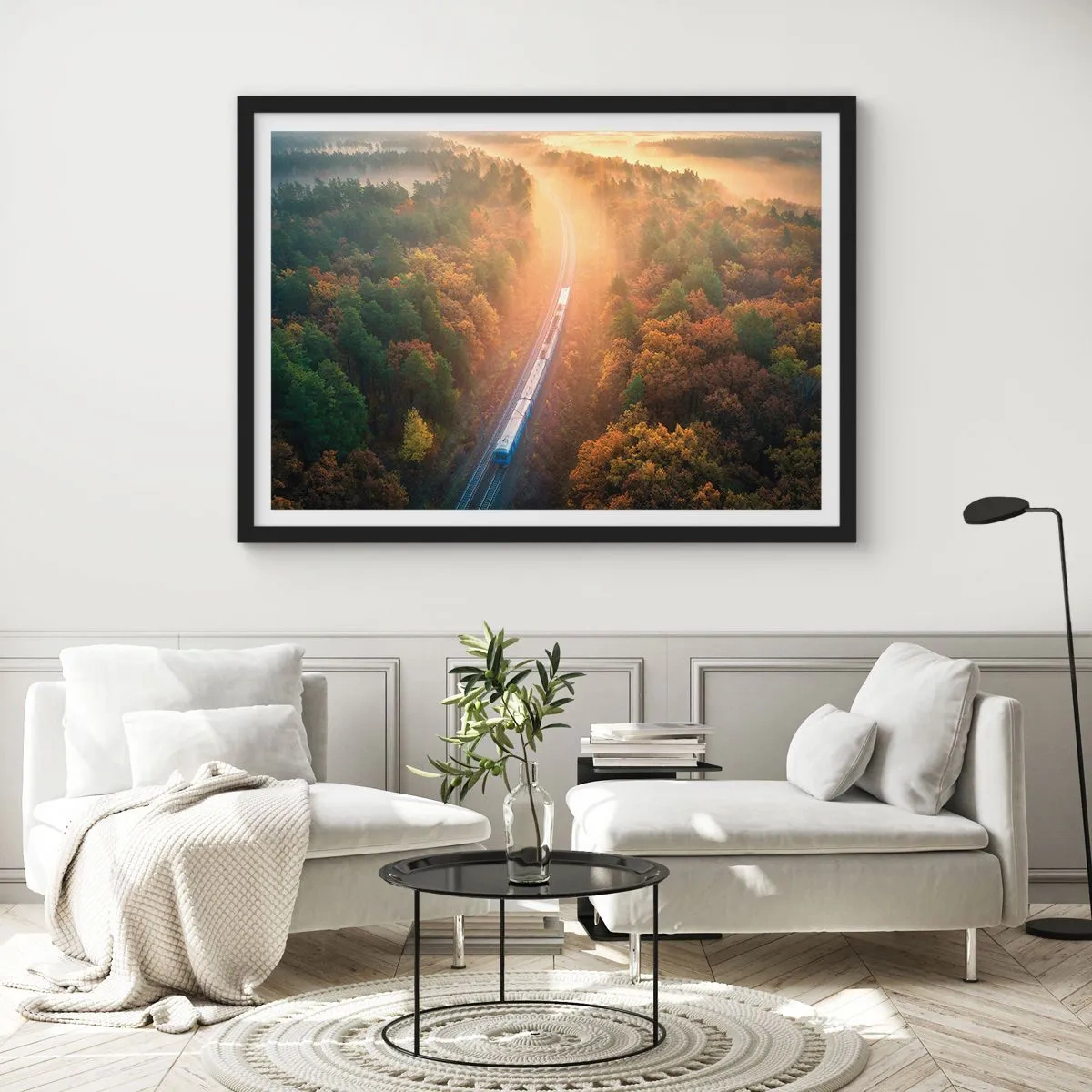 Poster in een zwarte lijst - Herfst reis - 50x40 cm