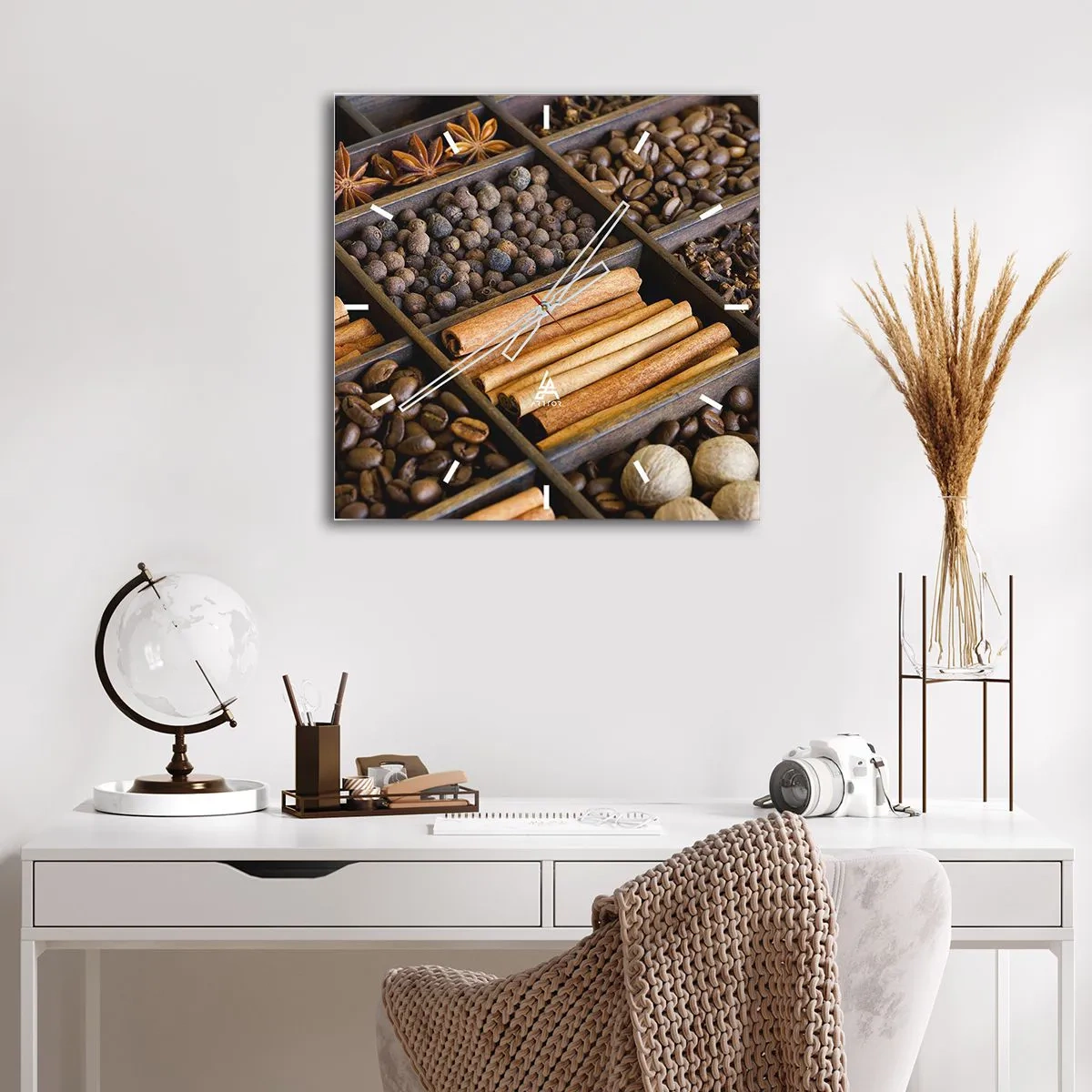 Wandklok - Klok - Een schatkist aan aroma's - 40x40 cm