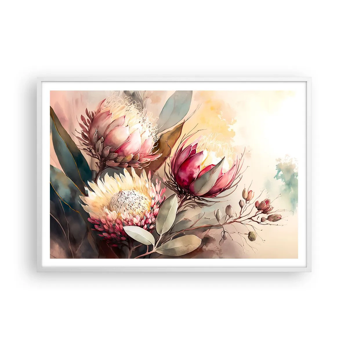 Poster in een witte lijst - In profiel en en face - 100x70 cm