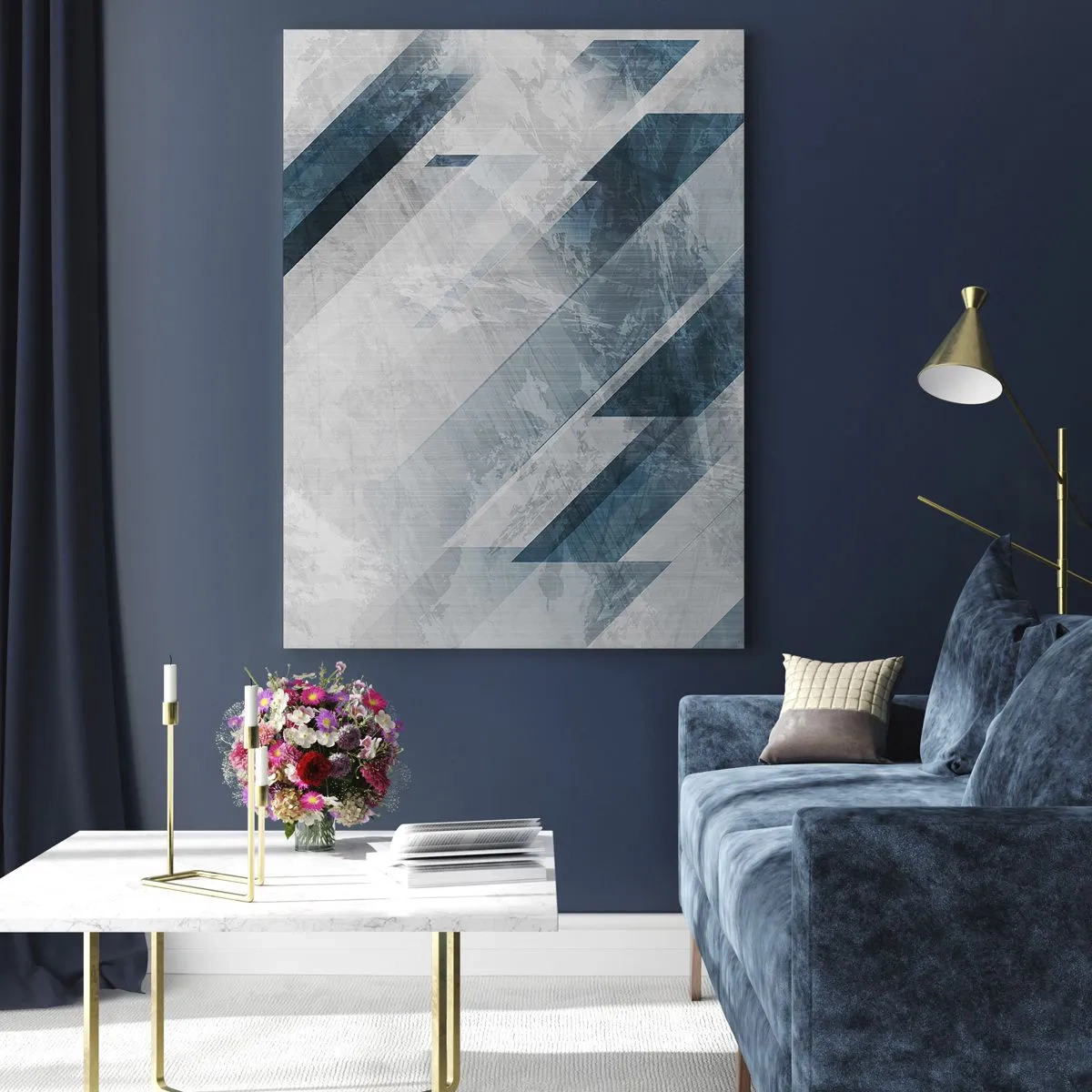 Schilderen op glas - Ruimtelijke compositie - grijze beweging - 50x70 cm