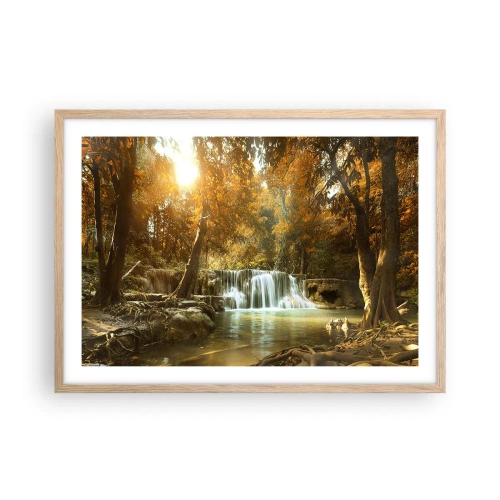 Een poster in een licht eiken lijst - Park cascade - 70x50 cm