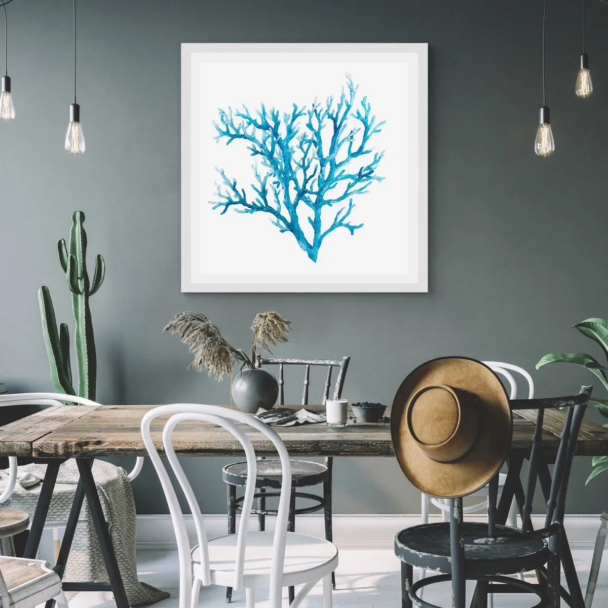 Poster in een witte lijst - Nautische filigraan - 40x40 cm