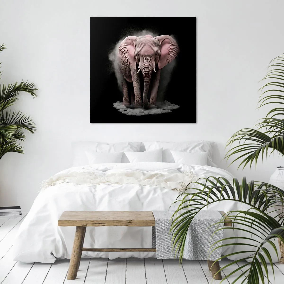 Schilderen op canvas - Denk niet aan een roze olifant! - 60x60 cm
