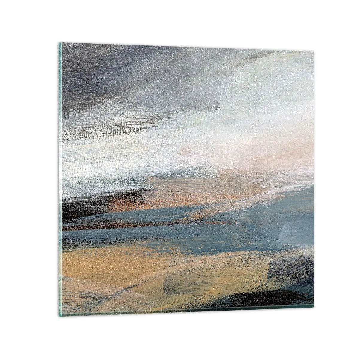 Schilderen op glas - Abstractie: noordelijk landschap - 50x50 cm