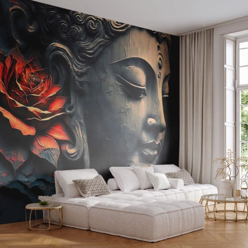 Fotobehang Premium Sand - In harmonie met de wereld - Boeddha, Indië, Meditatie - 100x70 cm
