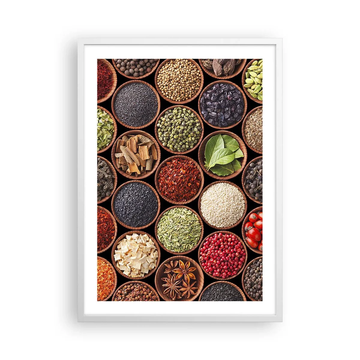 Poster in een witte lijst - Alle smaken van de wereld - 50x70 cm