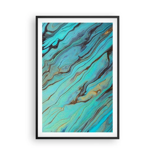 Poster in een zwarte lijst - Turquoise vloed - 61x91 cm