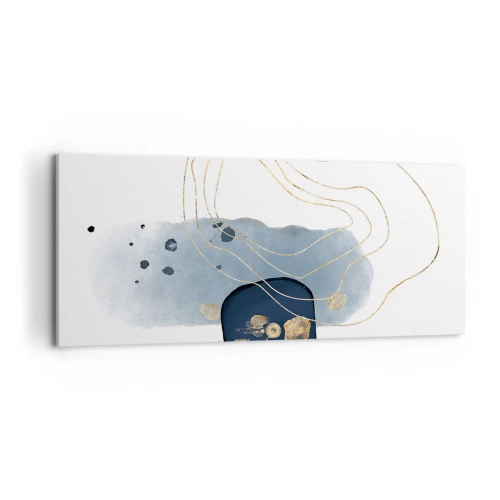Schilderen op canvas - Blauw en goud fantasie - 100x40 cm