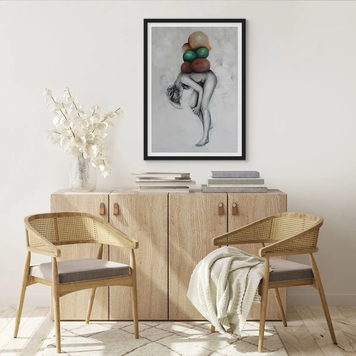 Poster in een zwarte lijst - De last van het leven - 50x70cm - De last van het leven - Moderne wanddecoratie voor woonkamer en slaapkamer ARTTOR