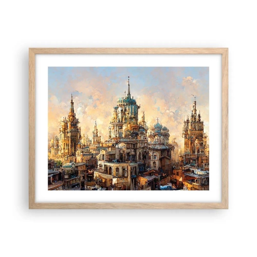 Een poster in een licht eiken lijst - Stad der steden - 50x40 cm