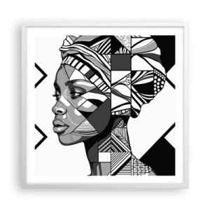 Poster in een witte lijst - Etnisch portret - 60x60 cm
