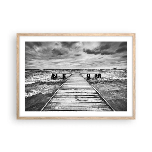 Een poster in een licht eiken lijst - Ik wacht tot de wind wegjaagt... - 70x50 cm