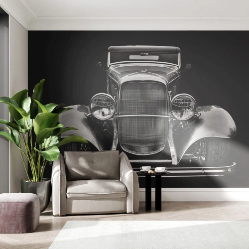 Fotobehang Premium Sand - Een echte gentleman - Retro, Auto, Klassiek - 400x280 cm