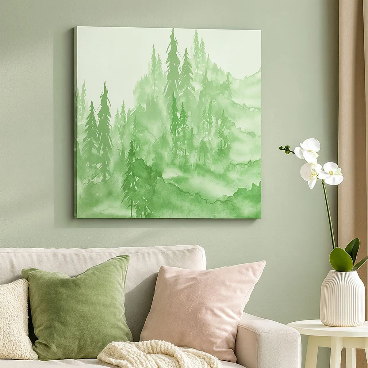 Schilderen op canvas - Wazig met groene mist - 30x30 cm