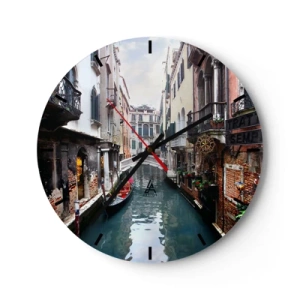 Wandklok - Klok - Een Venetiaans kanaal met een gondel tussen de huurkazernes - 30x30cm - Venetiaans landschap met een gondel en een brug - Moderne wanddecoratie voor woonkamer, keuken en slaapkamer ARTTOR
