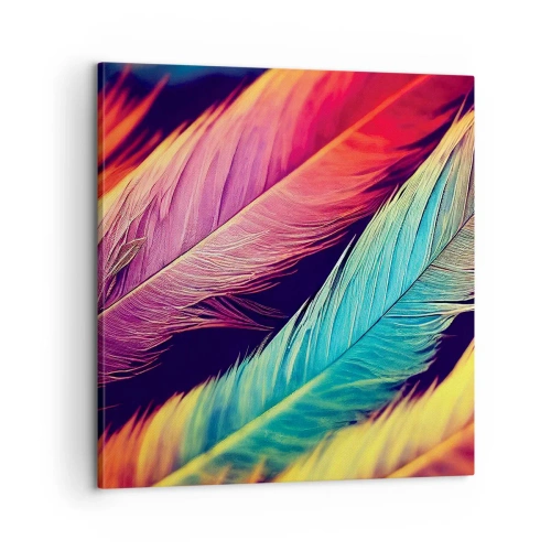 Schilderen op canvas - Gevederde regenboog - 60x60 cm