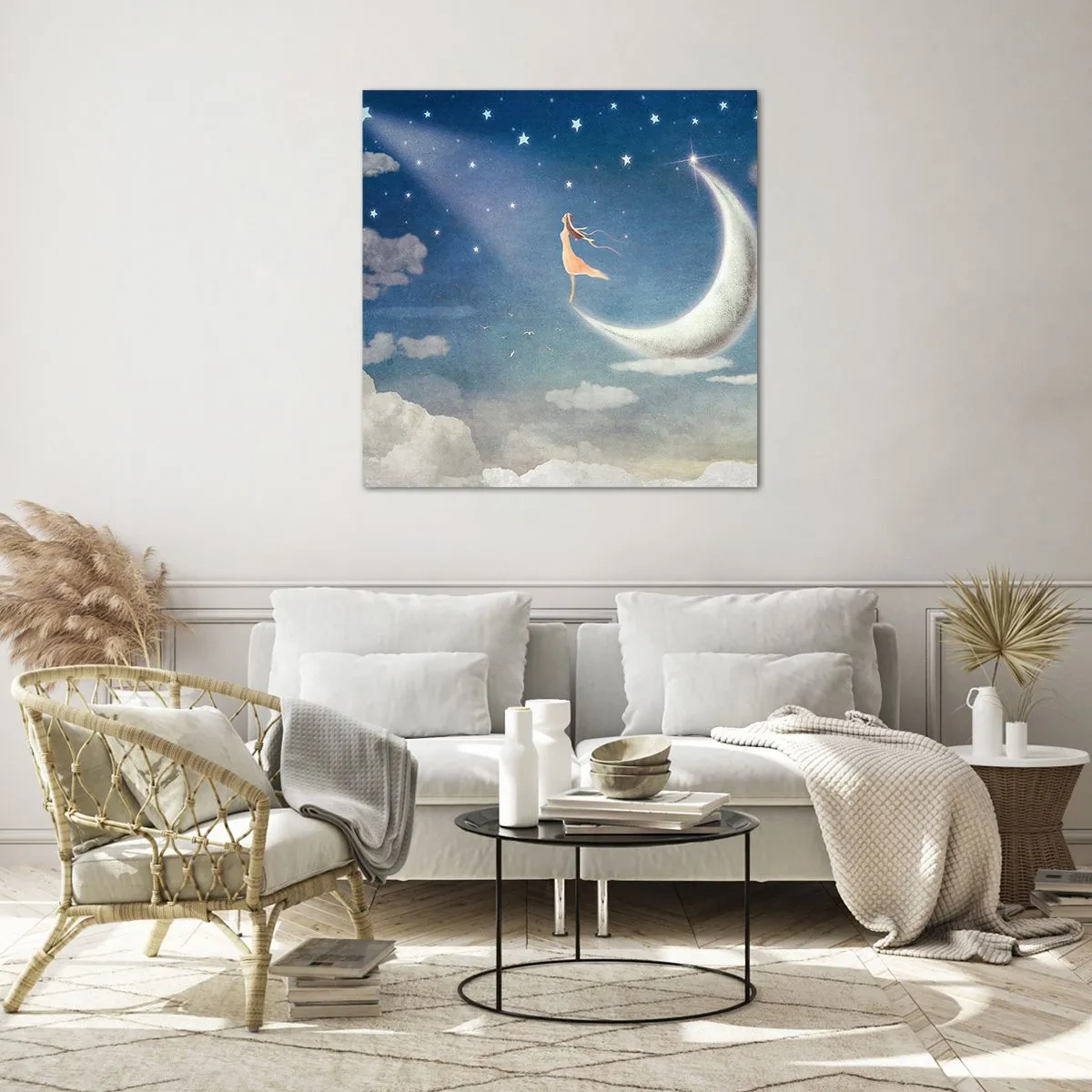 Schilderen op glas - Blauwe verleidster - 40x40 cm