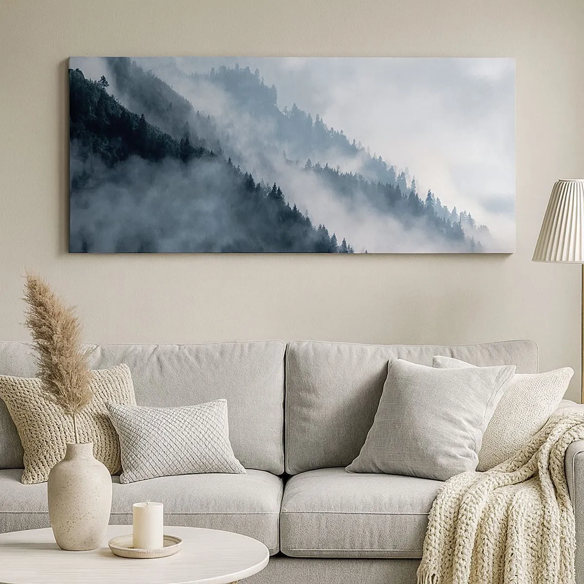 Schilderen op canvas - Mystiek van de bergen - 100x40 cm