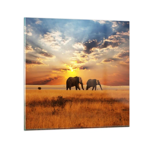 Schilderen op glas - Familie wandeling - 30x30 cm