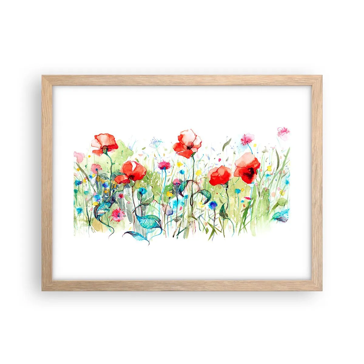 Een poster in een licht eiken lijst - Bloeiende meiweide - 40x30 cm