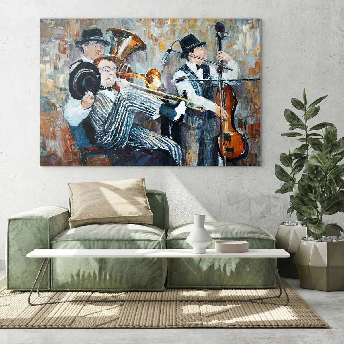 Schilderen op glas - Al die jazz - 100x70 cm
