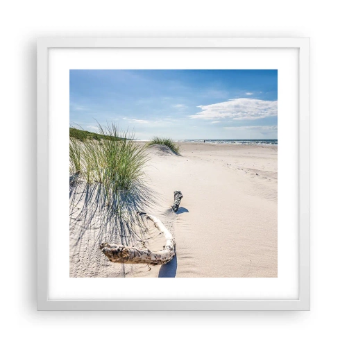 Poster in een witte lijst - De mooiste zandstrand? Oostzee-strand - 40x40 cm