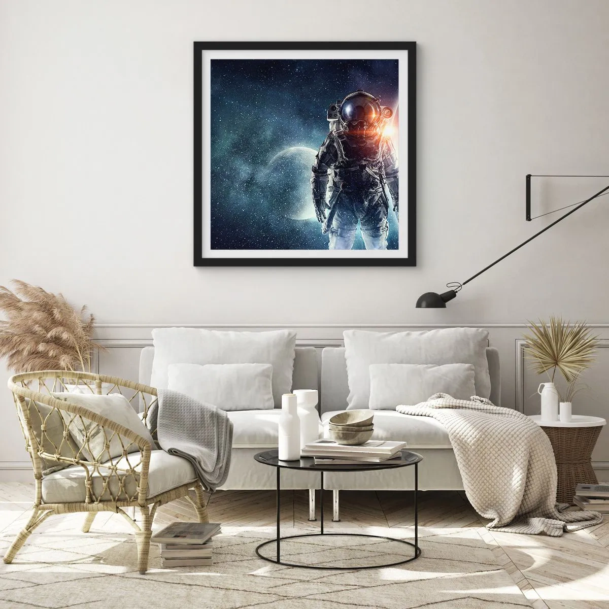 Poster in een zwarte lijst - Ruimte avontuur - 60x60 cm