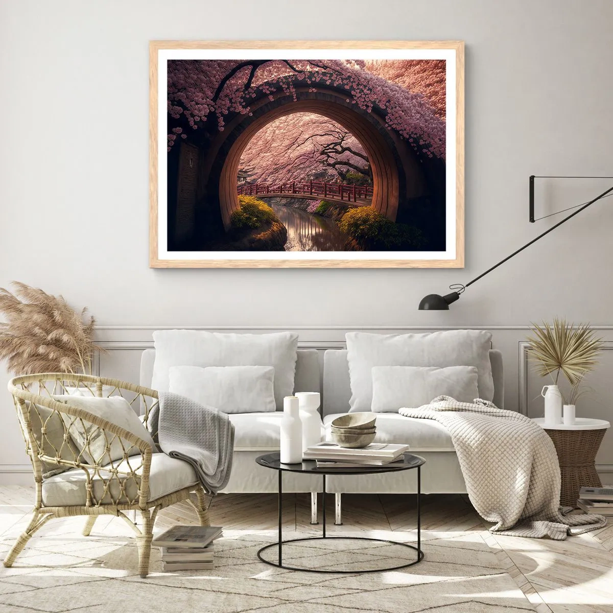 Een poster in een licht eiken lijst - Japanse lente - 40x30 cm