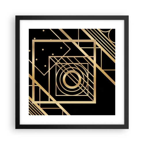 Poster in een zwarte lijst - Gouden geometrie - 40x40 cm