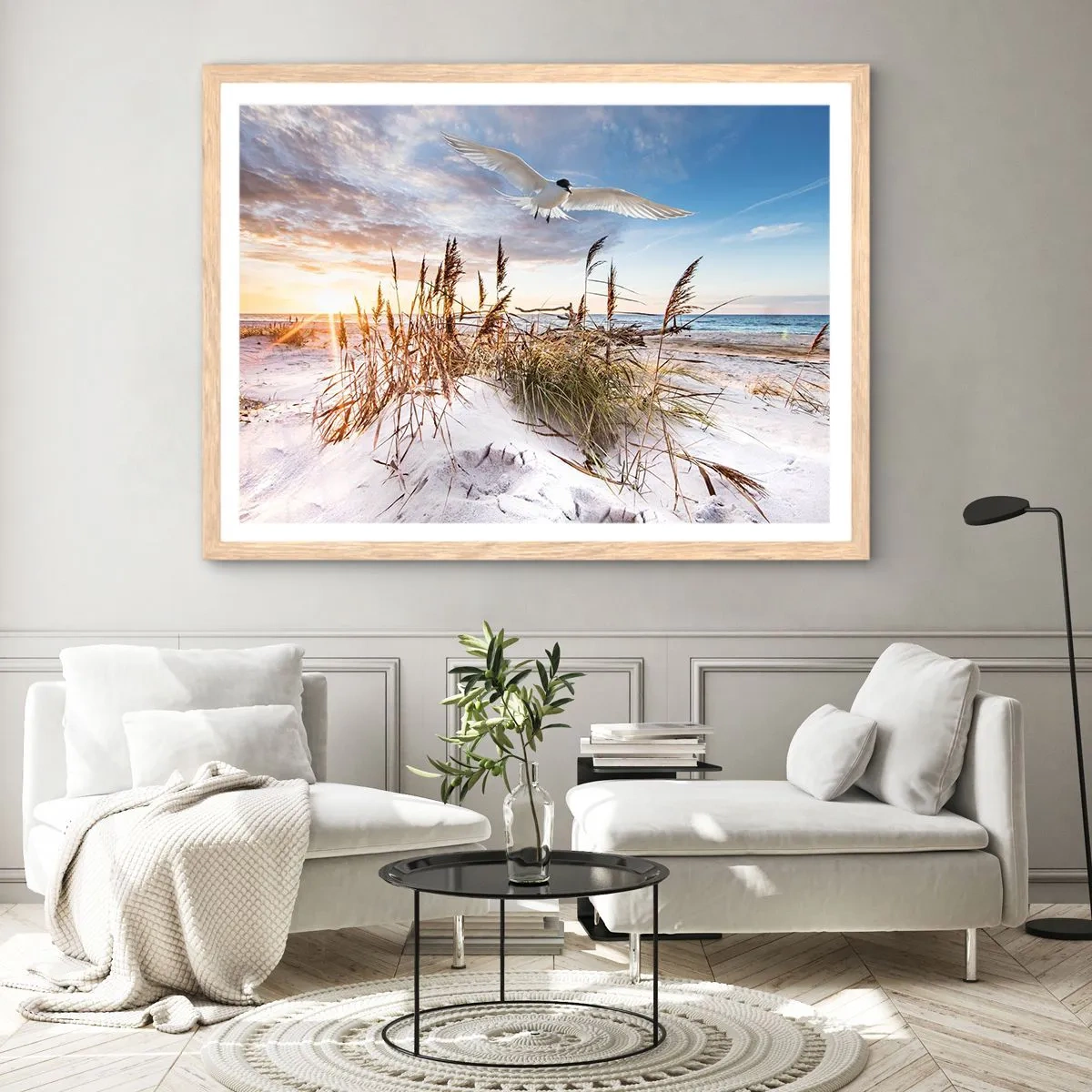 Een poster in een licht eiken lijst - Wind uit zee - 50x40 cm