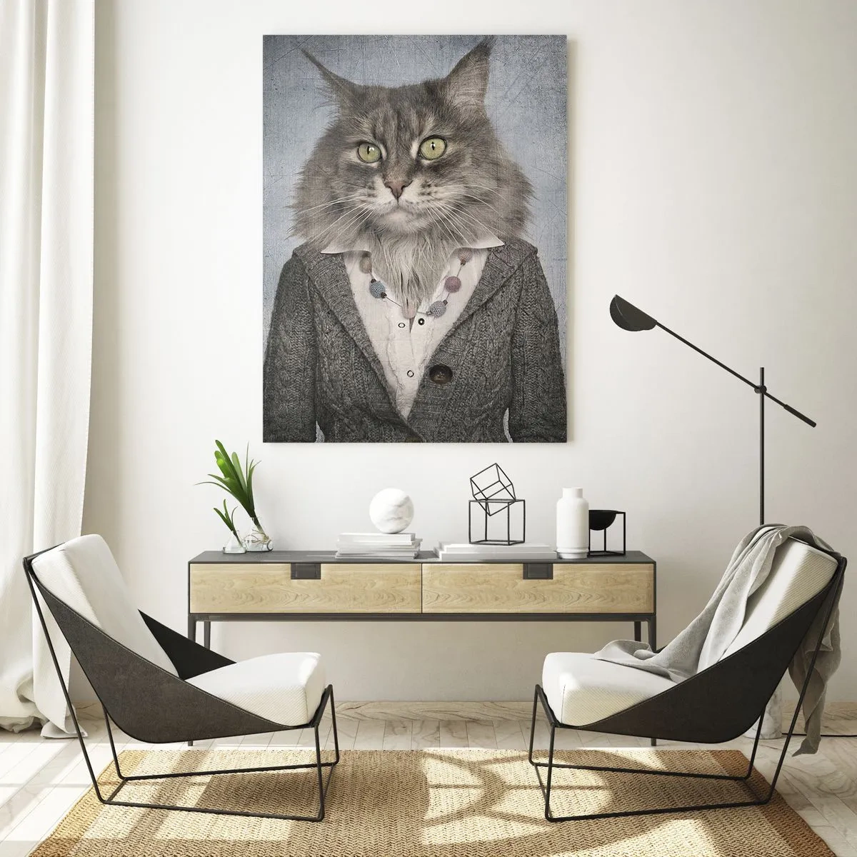 Schilderen op glas - Bontjassen zijn weer in de mode - 50x70 cm