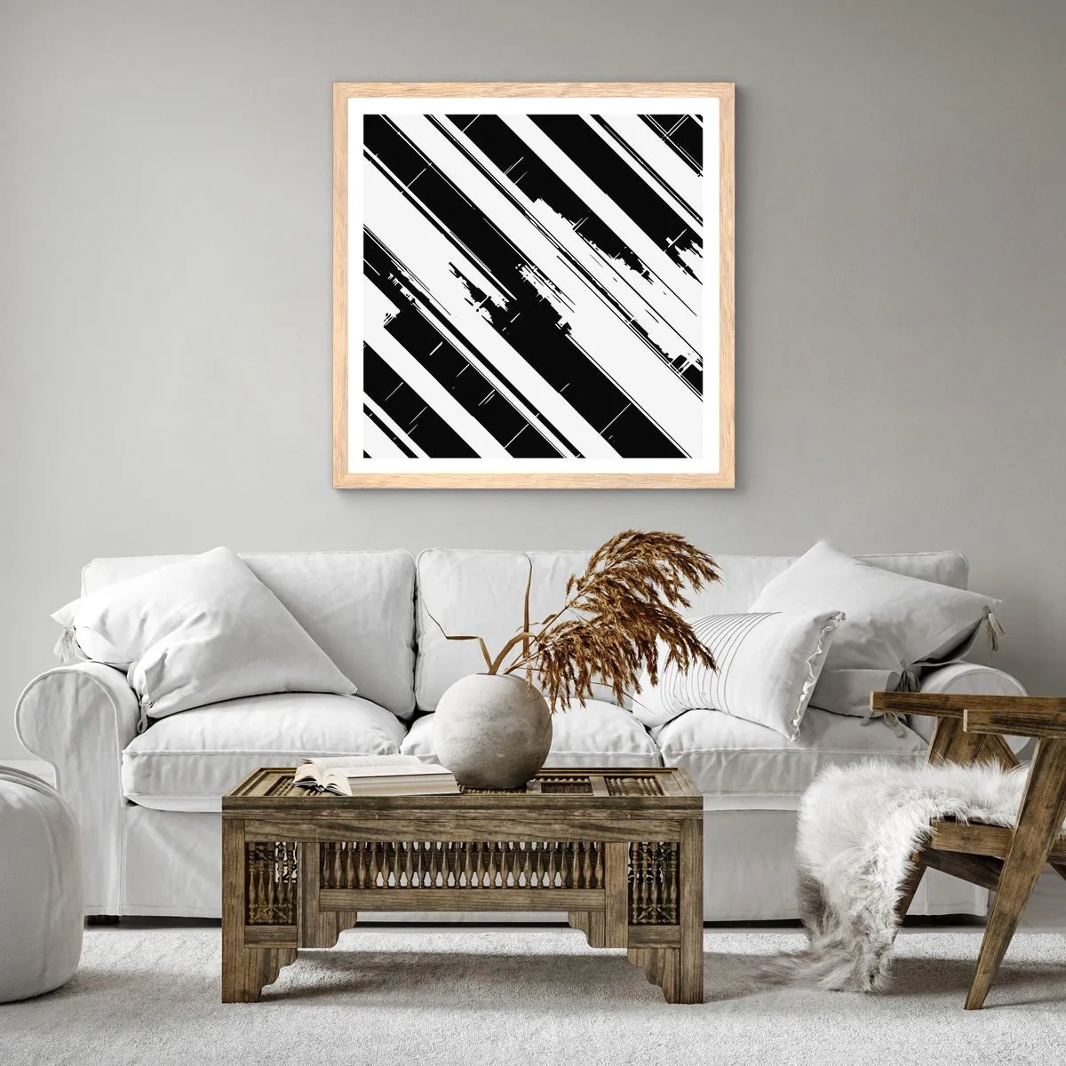 Een poster in een licht eiken lijst - Een intense en dynamische compositie - 50x50 cm